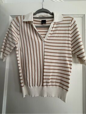 Aaeda Striped Polo Sweater size small